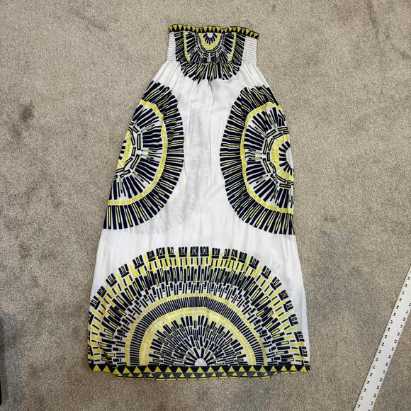 large strapless circular abstract print smocked maxi sun dress D2 2995 - Picture 8 of 10